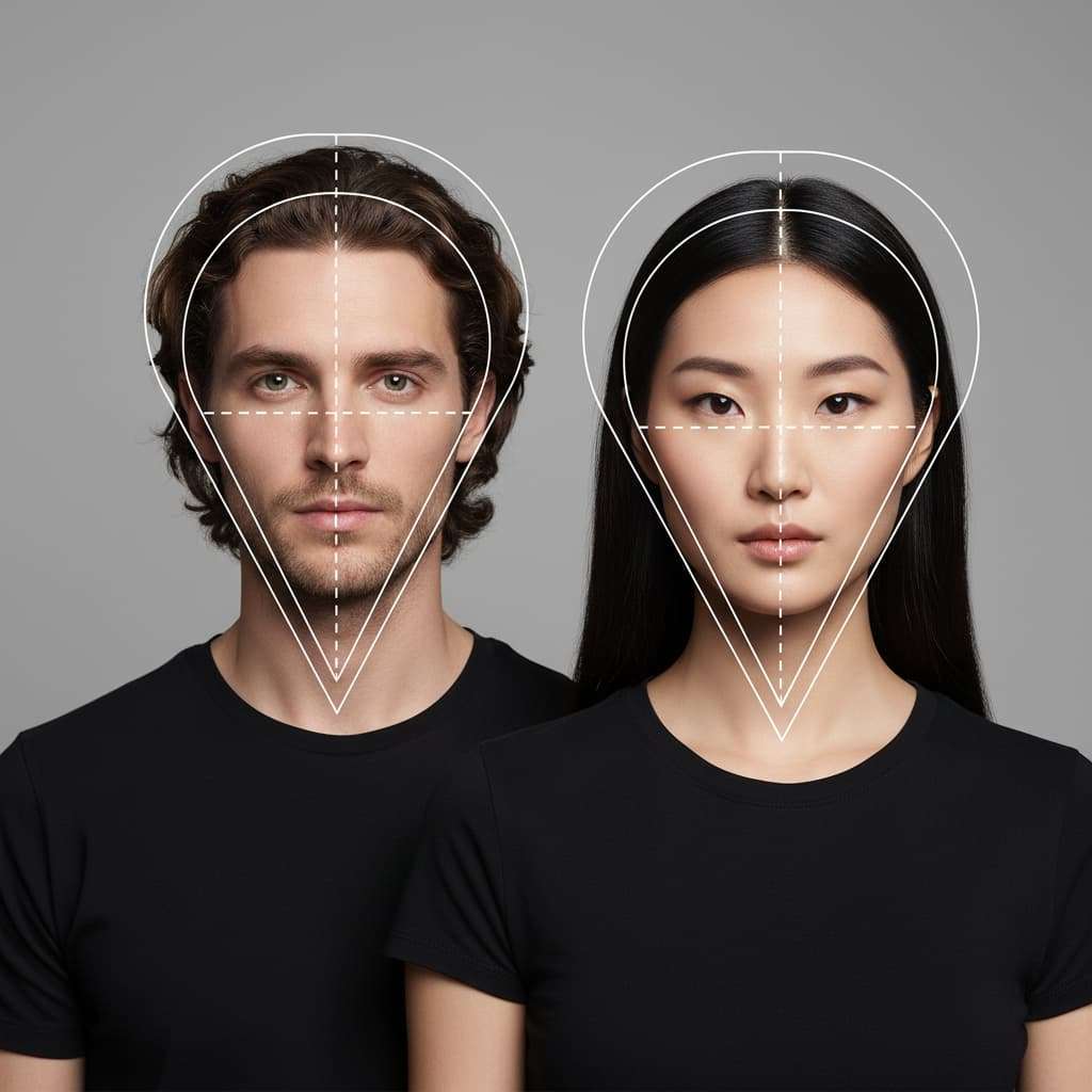 Representação do formato de rosto coração no visagismo