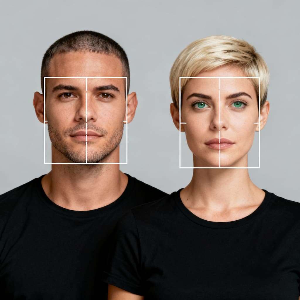 Representação do formato de rosto quadrado no visagismo