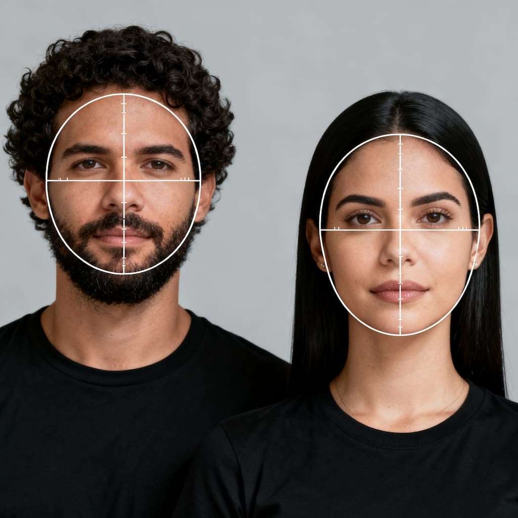 Representação do formato de rosto redondo no visagismo