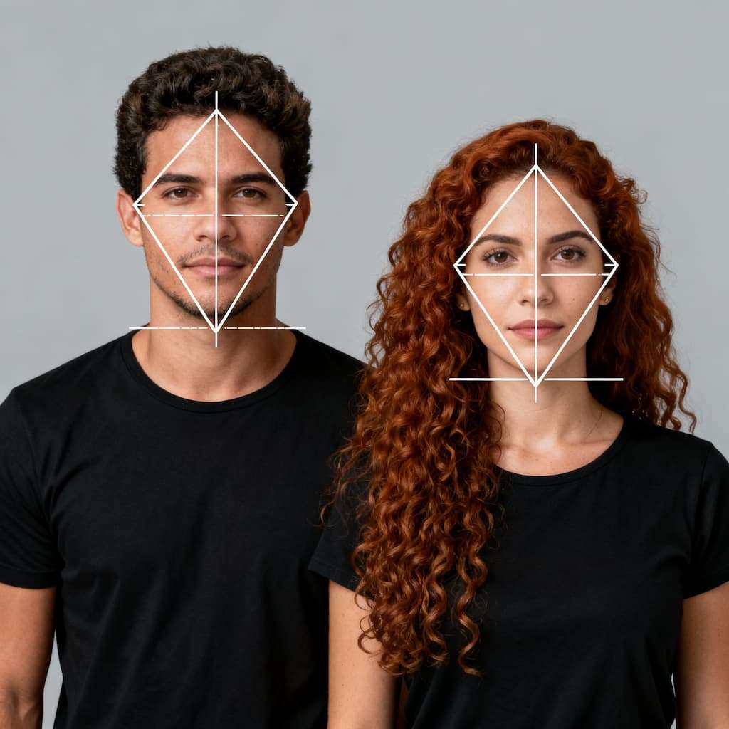 Representação do formato de rosto triangular no visagismo