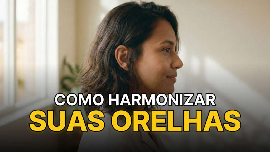 Mulher brasileira com orelha de abano harmonizada pelo visagismo auricular
