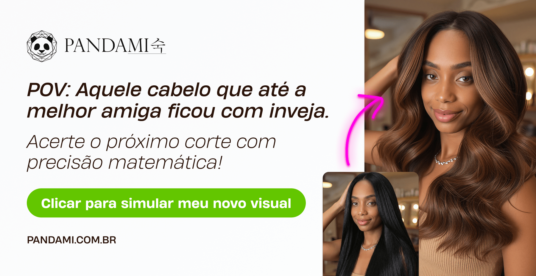 Visagismo feminino feito com a IA de visagismo da Pandami