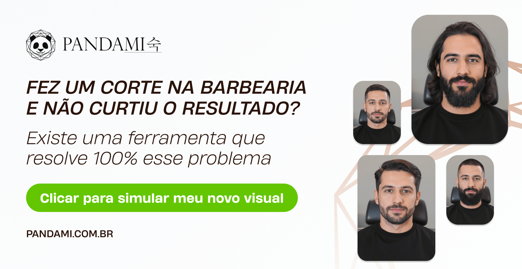 Visagismo masculino feito com a IA de visagismo da Pandami