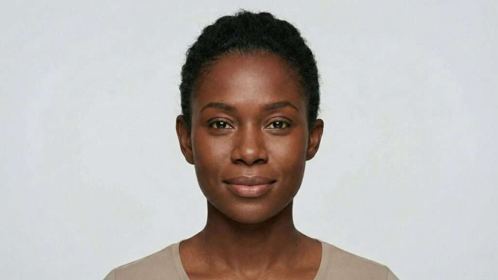 Mulher com o tipo de orelha assimétrica