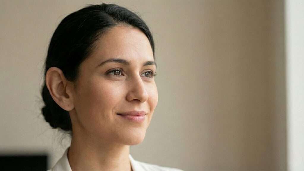 Mulher com o tipo de orelha grande