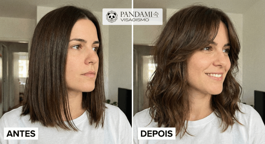 Visagismo Feminino Antes e Depois Carla Rosto Quadrado Pandami