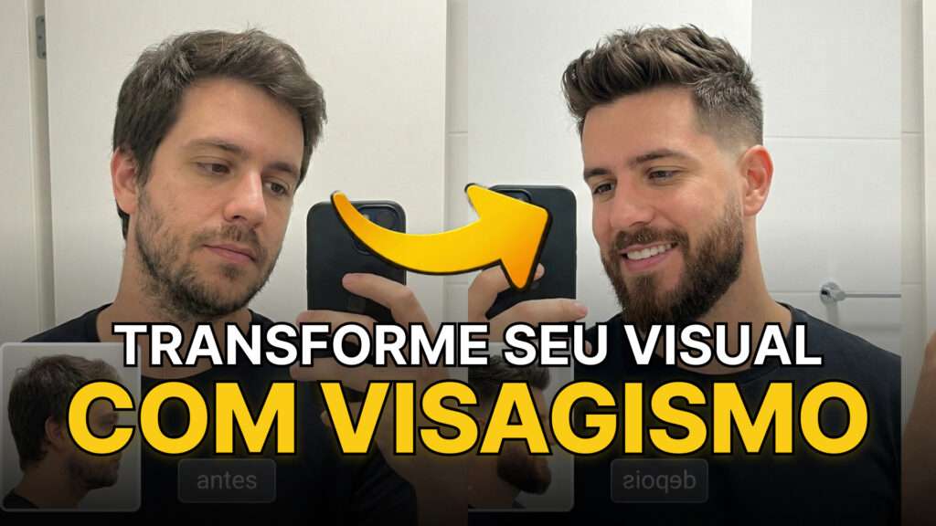 Transformação de um homem antes e depois de fazer visagismo masculino