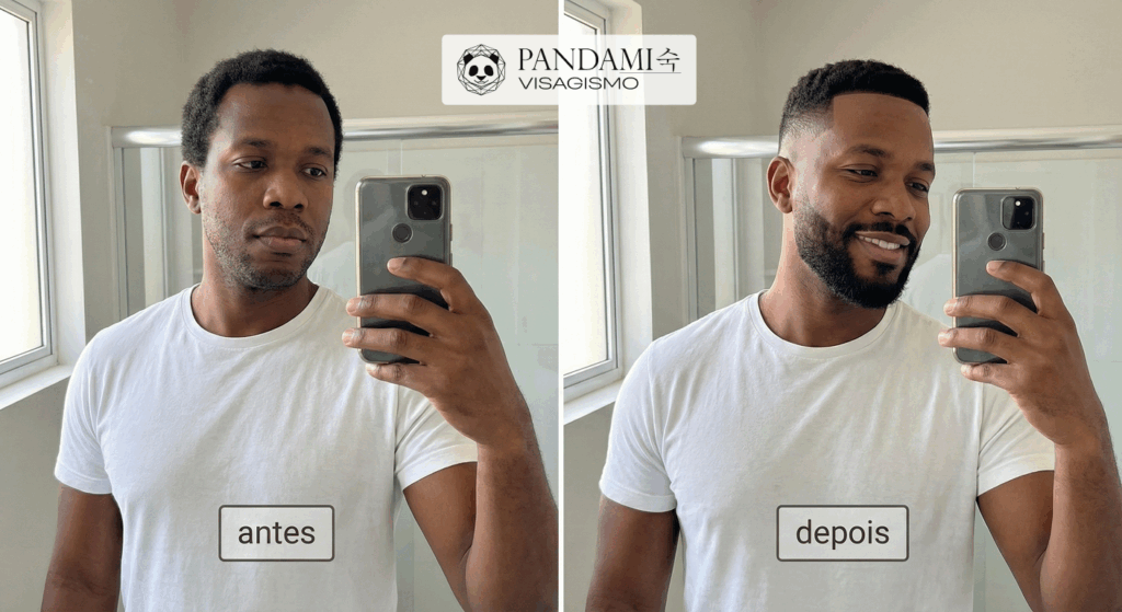 Visagismo Masculino Homem Negro Antes e Depois para Rosto Redondo