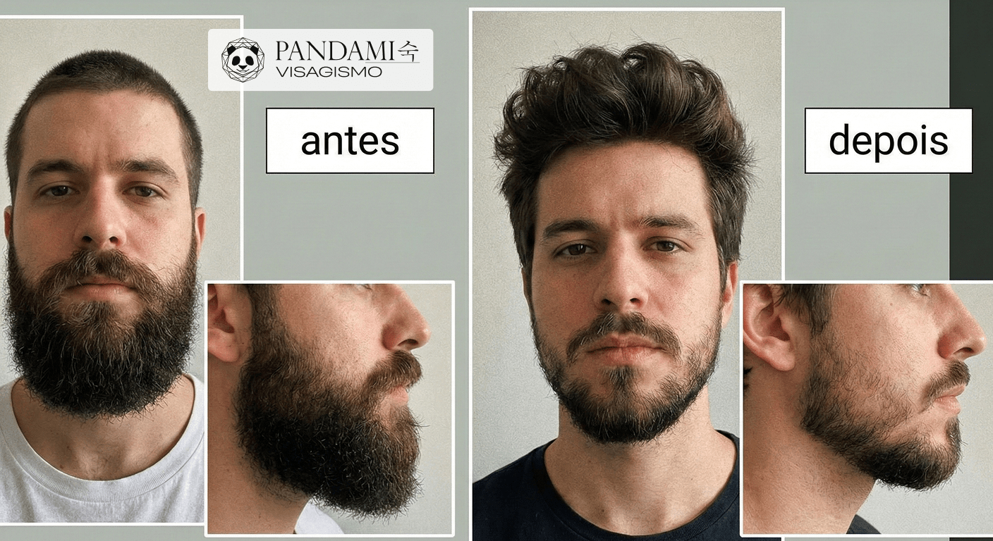 Visagismo Masculino Rosto Oblongo Retangular Antes e Depois