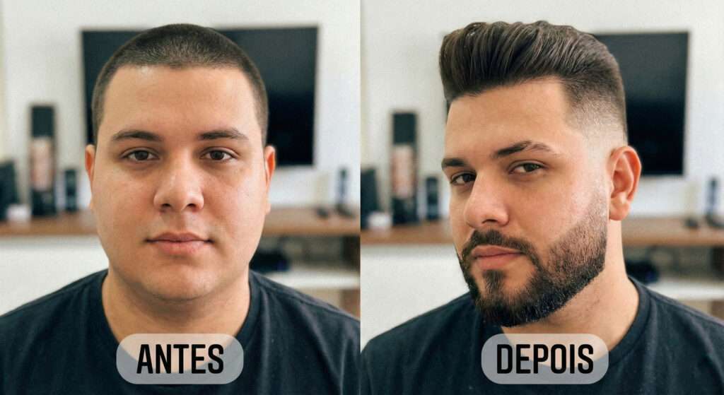 Visagismo de Barba antes e depois