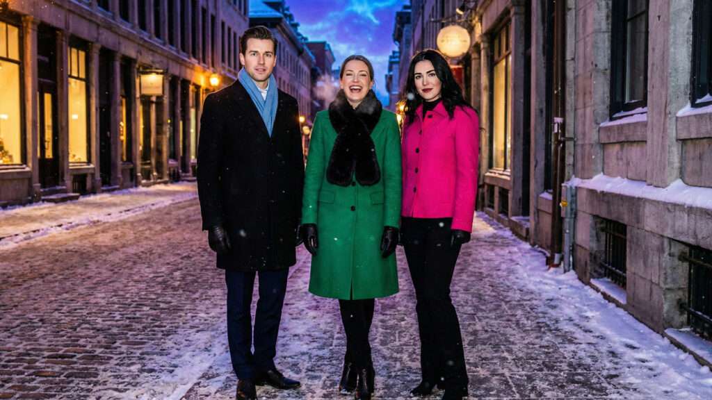 Pessoas usando roupas de acordo a cor da paleta de inverno