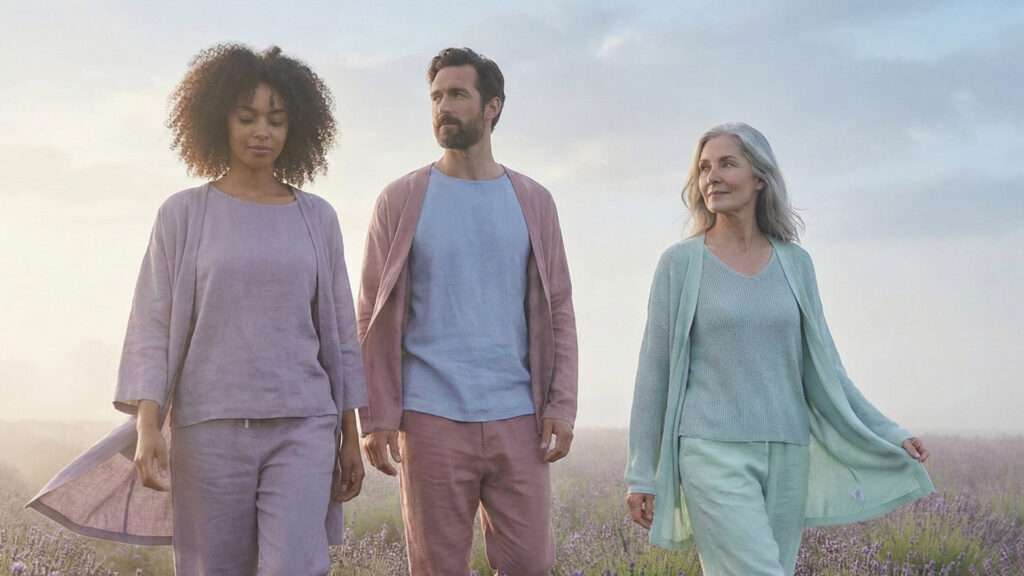 Pessoas usando roupas de acordo a cor da paleta verão