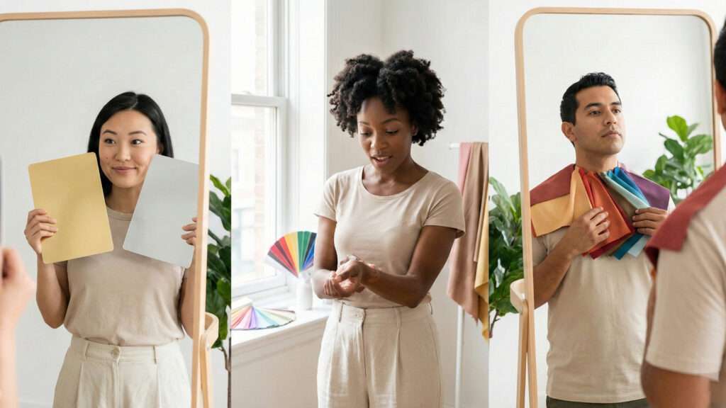 Pessoas fazendo análise de colorimetria