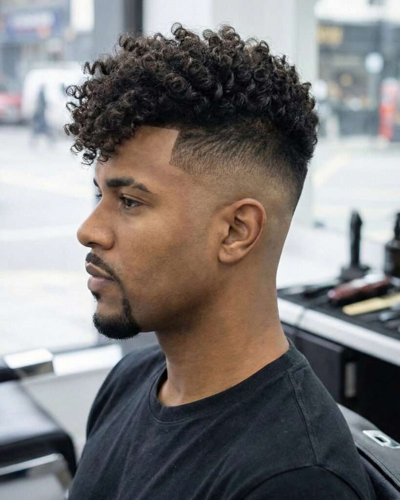 Homem com corte de cabelo degradê skin fade