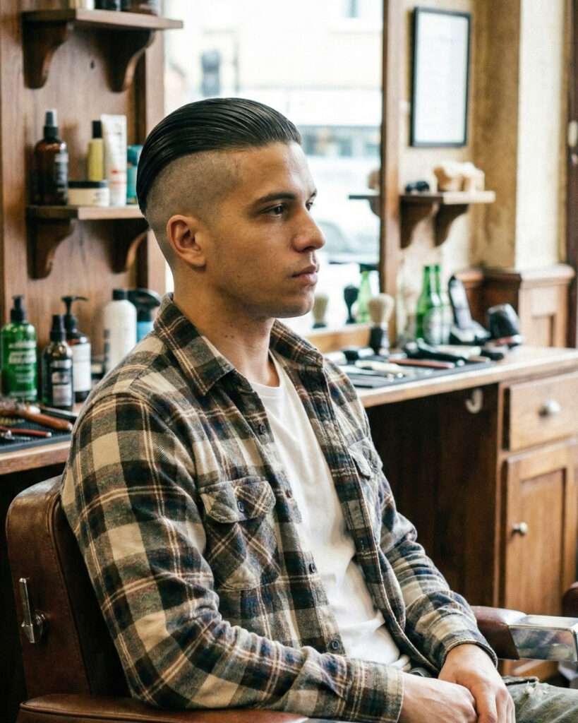 homem com corte que está fora de moda, corte peaky blinders