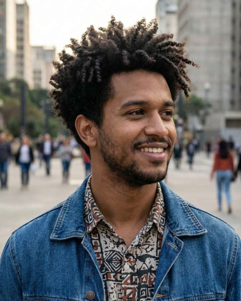 homem com corte de cabelo masculino twist out