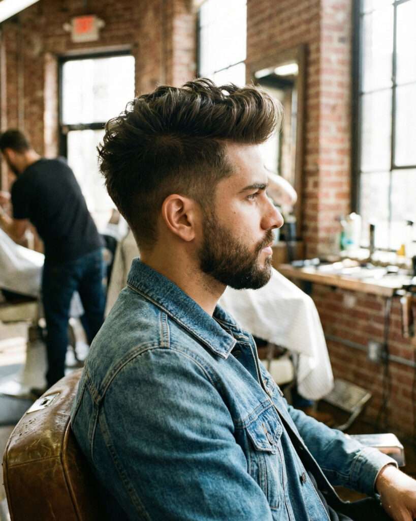 Homem com corte masculino undercut moderno que está em alta em 2026