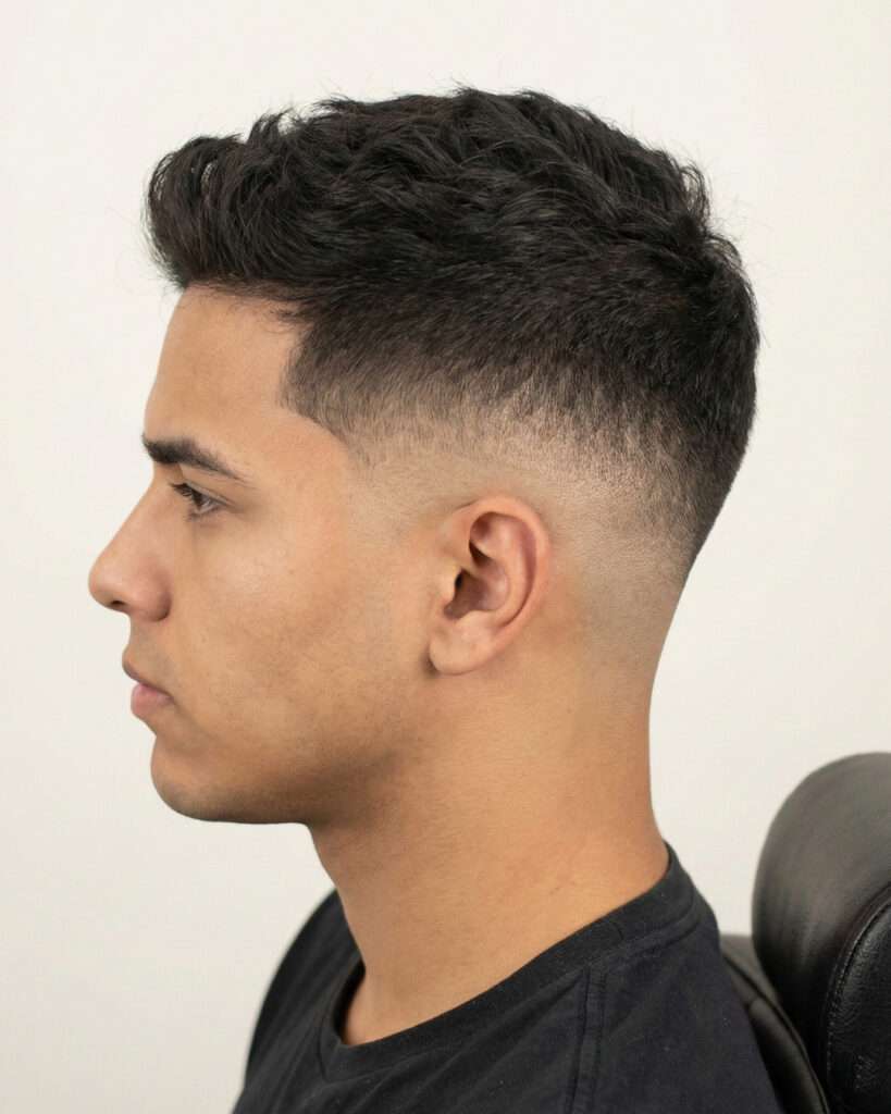 Homem com corte masculino Degradê Médio que está em alta em 2026