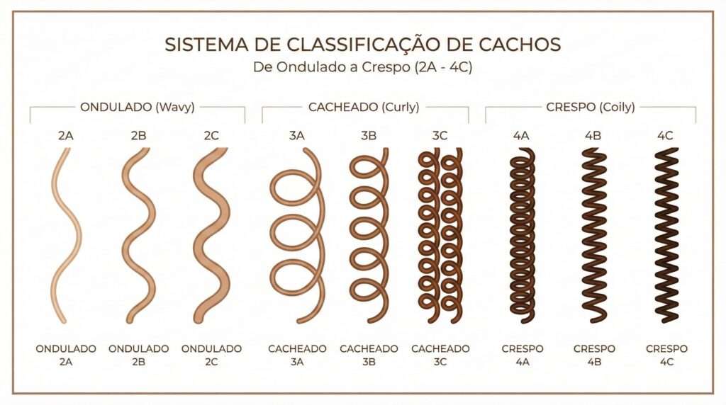 infográfico para demonstrar os tipos de cacho masculino