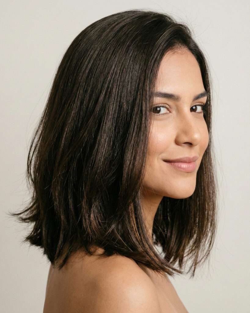 Mulher com um corte de cabelo feminino tendencia em 2026, o corte é o long bob