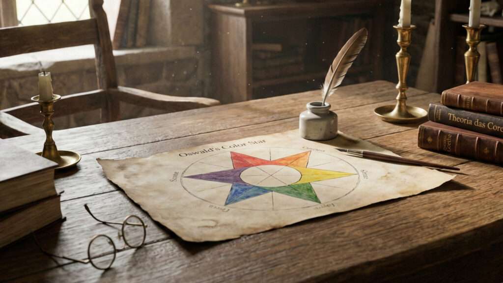 Representação histórica da estrela de oswald, a base da colorimetria